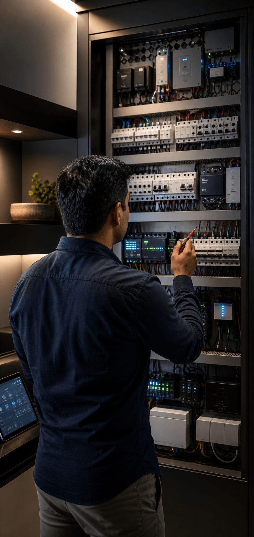 Ranveer working behind the shoulder on an intelligent smart home electrical automation system